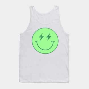 green lightning bolt smiley face Tank Top